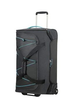 American Tourister Road Quest Wheeled Duffle Medium Travel Duffle, 67 Cm, 75 Liters, Grey (Graphite/Turquoise)