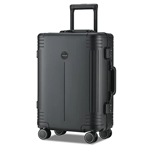 VERAGE Birmingham Aluminum Carry On Suitcase, Hardside International Spinner Luggage,Black, IATA Carry-On 20-Inch 1 VERAGE Birmingham Aluminum Carry On Suitcase, Hardside International Spinner Luggage,Black, IATA Carry-On 20-Inch