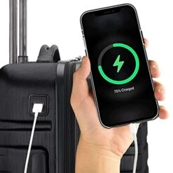 U.S. Traveler Boren Polycarbonate Hardside Rugged Travel Suitcase Luggage With 8 Spinner Wheels, Aluminum Handle, Black, 2-Piece Set, USB Port In Carry-On -Samsonite || American Tourister || Travelpro Sales 414cFBTjM S