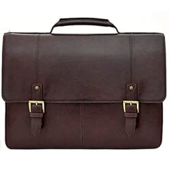 HIDESIGN Charles Large Double Gusset Leather 17" Laptop Compatible Briefcase Messenger Bag I Shoulder Bag For Men & Women - Size (L X W X H - 17.3 X 3.9 X 12.6 Inches)