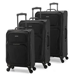 U.S. Traveler Aviron Bay Expandable Softside Luggage With Spinner Wheels, Black, 3-Piece Set (23/27/31)