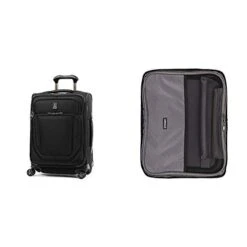 Travelpro Crew Versapack-Softside Expandable Spinner Wheel Luggage, Jet Black, 2-Piece Set (Suiter Insert/21)