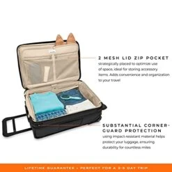 Briggs & Riley Baseline Uprights, Black, Essential 2-Wheel Carry-On -Samsonite || American Tourister || Travelpro Sales 41PxUMlgUTL