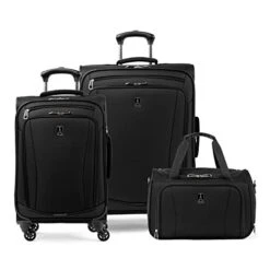 Travelpro Runway 3 Piece Luggage Set, Carry On UnderSeat Luggage Soft Tote, Carry-on & Convertible Medium To Large 28-Inch Check-in Expandable Luggage, 4 Spinner Wheels, Softside Suitcase, Black