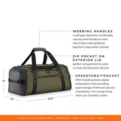 Briggs & Riley Duffle Bag, Hunter, Us:one Size 27 Briggs & Riley Duffle Bag, Hunter, Us:one Size -Samsonite || American Tourister || Travelpro Sales 41RCMCPx4GL