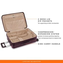 Briggs & Riley Sympatico Hardside Medium Spinner Luggage, Plum, 27-Inch Checked 36 Briggs & Riley Sympatico Hardside Medium Spinner Luggage, Plum, 27-Inch Checked -Samsonite || American Tourister || Travelpro Sales 41VKiWgbv4L