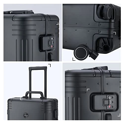 VERAGE Birmingham Aluminum Carry On Suitcase, Hardside International Spinner Luggage,Black, IATA Carry-On 20-Inch 3 VERAGE Birmingham Aluminum Carry On Suitcase, Hardside International Spinner Luggage,Black, IATA Carry-On 20-Inch - Image 3