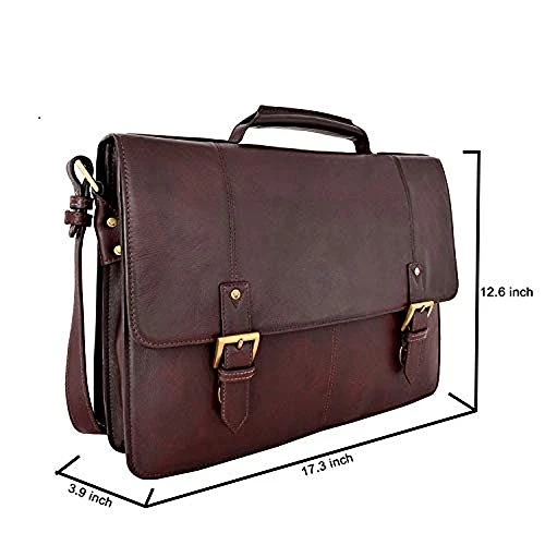 HIDESIGN Charles Large Double Gusset Leather 17" Laptop Compatible Briefcase Messenger Bag I Shoulder Bag For Men & Women - Size (L X W X H - 17.3 X 3.9 X 12.6 Inches) 4 HIDESIGN Charles Large Double Gusset Leather 17" Laptop Compatible Briefcase Messenger Bag I Shoulder Bag For Men & Women - Size (L X W X H - 17.3 X 3.9 X 12.6 Inches) - Image 4