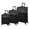 It Luggage Duo-Tone 3 Piece Softside 8 Wheel Spinner Set, Pewter/Black, 3 Pc