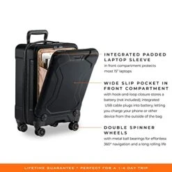 Briggs & Riley Torq Hardside Carry On Luggage With Spinner Wheels 22 Inch. USB Charging Port, TSA-Friendly Locks, Easy Access Hinged Front Pocket, Black -Samsonite || American Tourister || Travelpro Sales 41mF4TXxNsL