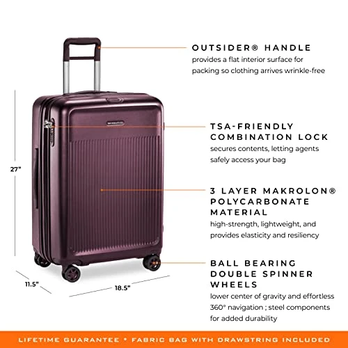 Briggs & Riley Sympatico Hardside Medium Spinner Luggage, Plum, 27-Inch Checked 19 Briggs & Riley Sympatico Hardside Medium Spinner Luggage, Plum, 27-Inch Checked - Image 19