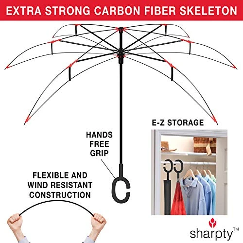 Sharpty Inverted, Windproof, Reverse Umbrella For Women With UV Protection, Upside Down With C-Shaped Handle 4 Sharpty Inverted, Windproof, Reverse Umbrella For Women With UV Protection, Upside Down With C-Shaped Handle - Image 4