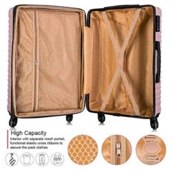4 Piece Luggage Sets, Expandable Hardshell ABS Luggage Sets With TSA Lock Spinner Wheels Travel Suitcases Set (4 PCS, TSA Lock+Expandable, Rose Gold) -Samsonite || American Tourister || Travelpro Sales 518UBt1tLrL