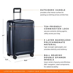 Briggs & Riley Sympatico Hardside Medium Spinner Luggage, Matte Navy, 27-Inch Checked 37 Briggs & Riley Sympatico Hardside Medium Spinner Luggage, Matte Navy, 27-Inch Checked -Samsonite || American Tourister || Travelpro Sales 51HNqVt4laL