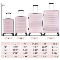 4 Piece Luggage Sets, Expandable Hardshell ABS Luggage Sets With TSA Lock Spinner Wheels Travel Suitcases Set (4 PCS, TSA Lock+Expandable, Rose Gold) -Samsonite || American Tourister || Travelpro Sales 51JGa3daYdL