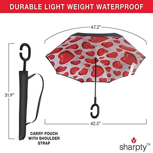 Sharpty Inverted, Windproof, Reverse Umbrella For Women With UV Protection, Upside Down With C-Shaped Handle 5 Sharpty Inverted, Windproof, Reverse Umbrella For Women With UV Protection, Upside Down With C-Shaped Handle - Image 5