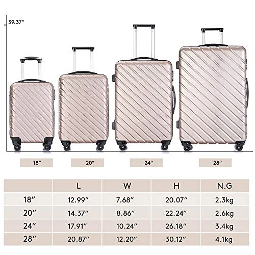 Luggage Sets, Semper 4 Piece Luggage Set Suitcases With Spinner Wheels Hardshell Lightweight Luggage 18" 20" 24" 28" 2 Luggage Sets, Semper 4 Piece Luggage Set Suitcases With Spinner Wheels Hardshell Lightweight Luggage 18" 20" 24" 28" - Image 2