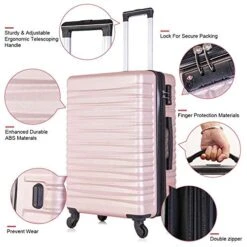 4 Piece Luggage Sets, Expandable Hardshell ABS Luggage Sets With TSA Lock Spinner Wheels Travel Suitcases Set (4 PCS, TSA Lock+Expandable, Rose Gold) -Samsonite || American Tourister || Travelpro Sales 51jJ aiIeXL
