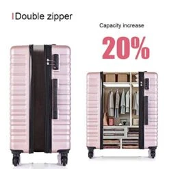 4 Piece Luggage Sets, Expandable Hardshell ABS Luggage Sets With TSA Lock Spinner Wheels Travel Suitcases Set (4 PCS, TSA Lock+Expandable, Rose Gold) -Samsonite || American Tourister || Travelpro Sales 51t7ENfPFVL